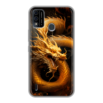 Силиконовый чехол на Itel A48 с принтом Золотой дракон Силиконовый чехол на Itel A48 с принтом Золотой дракон