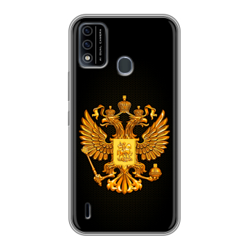 Силиконовый чехол на Itel A48 с принтом Герб России желтый