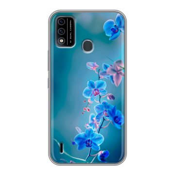 Силиконовый чехол на Itel A48 с принтом Голубые цветы