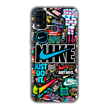 Силиконовый чехол на Itel A48 с принтом найк nike черный Силиконовый чехол на Itel A48 с принтом найк nike черный