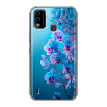 Силиконовый чехол на Itel A48 с принтом голубые орхидеи Силиконовый чехол на Itel A48 с принтом голубые орхидеи