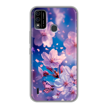 Силиконовый чехол на Itel A48 с принтом цветы бабочки Силиконовый чехол на Itel A48 с принтом цветы бабочки