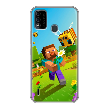 Силиконовый чехол на Itel A48 с принтом Майнкрафт Minecraft