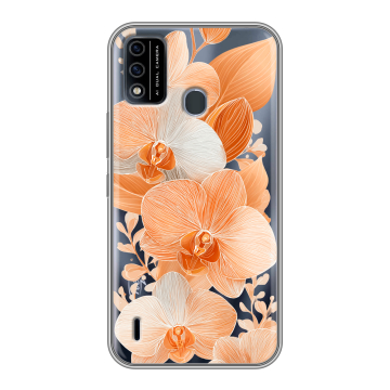 Силиконовый чехол на Itel A48 с принтом Бежевые цветы