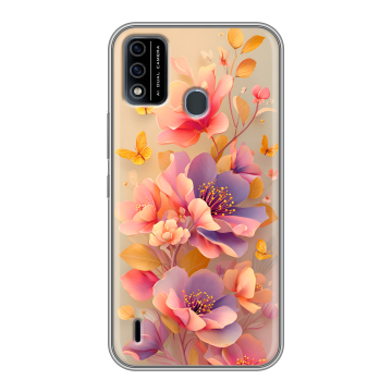 Силиконовый чехол на Itel A48 с принтом Цветы и бабочки