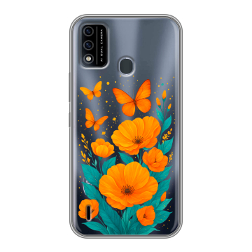 Силиконовый чехол на Itel A48 с принтом цветы бабочки