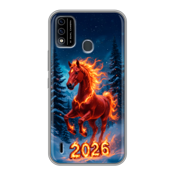 Силиконовый чехол на Itel A48 с принтом Новый год коня