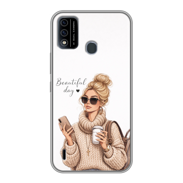 Силиконовый чехол на Itel A48 с принтом женский