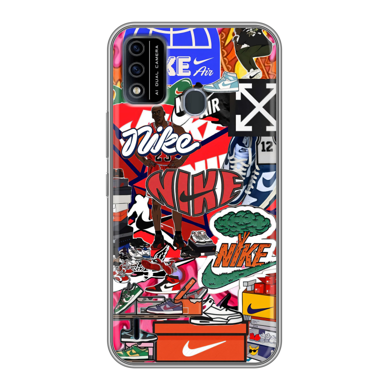 Силиконовый чехол на Itel A48 с принтом Найк Nike яркий Силиконовый чехол на Itel A48 с принтом Найк Nike яркий