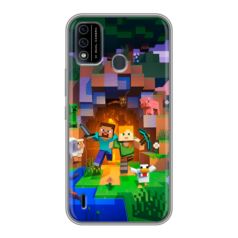 Силиконовый чехол на Itel A48 с принтом Майнкрафт Minecraft Силиконовый чехол на Itel A48 с принтом Майнкрафт Minecraft