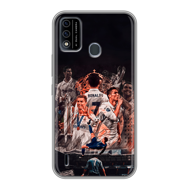 Силиконовый противоударный чехол на Itel A48 с принтом Реал Роналдо Real Ronaldo Силиконовый противоударный чехол на Itel A48 с принтом Реал Роналдо Real Ronaldo