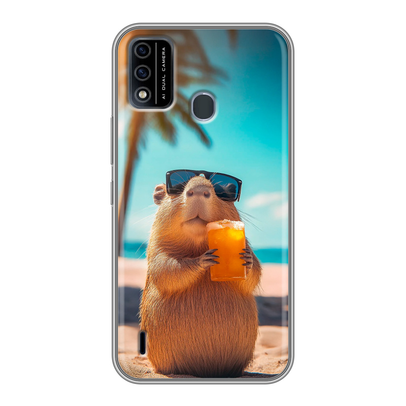 Силиконовый чехол на Itel A48 с принтом Капибара Силиконовый чехол на Itel A48 с принтом Капибара