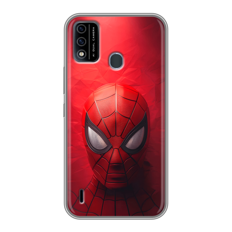 Силиконовый противоударный чехол на Itel A48 с принтом Spiderman Человек паук Силиконовый противоударный чехол на Itel A48 с принтом Spiderman Человек паук