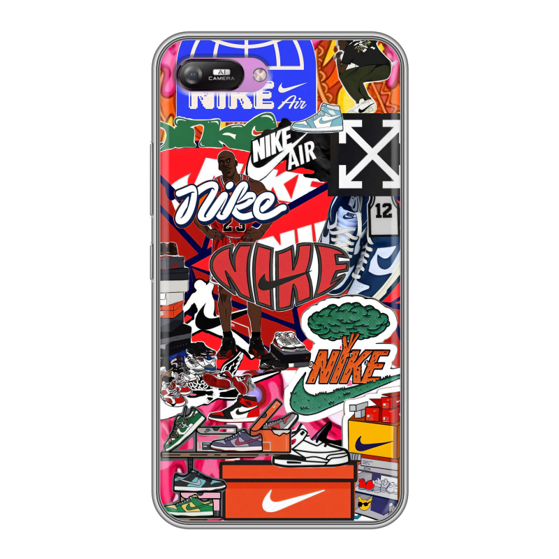 Силиконовый противоударный чехол на Itel A25 с принтом Найк Nike яркий Силиконовый противоударный чехол на Itel A25 с принтом Найк Nike яркий