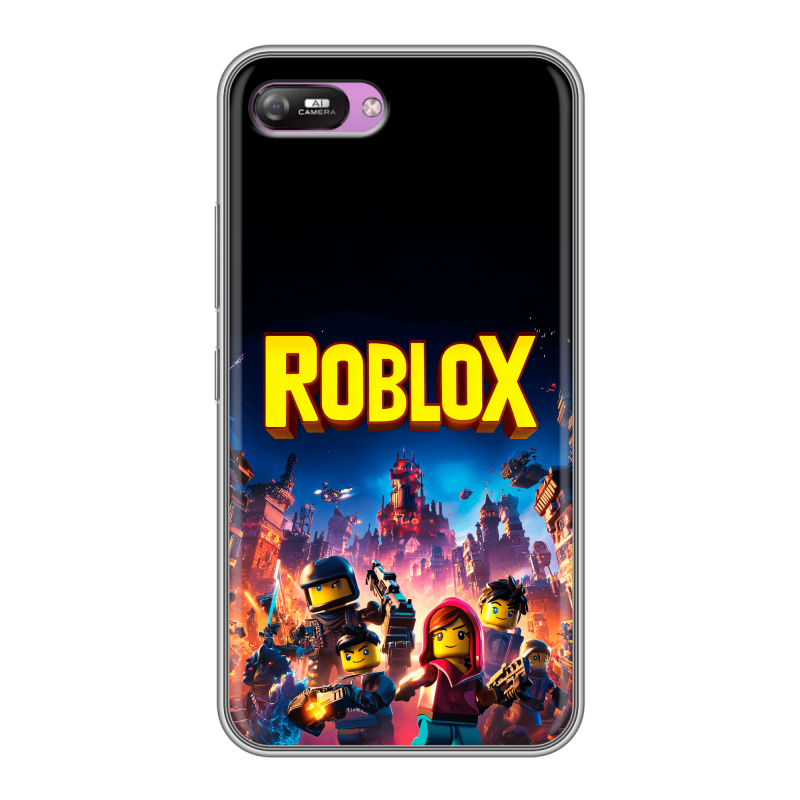 Силиконовый противоударный чехол на Itel A25 с принтом Roblox Роблокс Силиконовый противоударный чехол на Itel A25 с принтом Roblox Роблокс