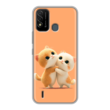 Силиконовый противоударный чехол на Itel Vision 2s с принтом Милые котики
