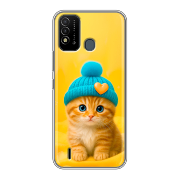 Силиконовый противоударный чехол на Itel Vision 2s с принтом Котенок в шапке