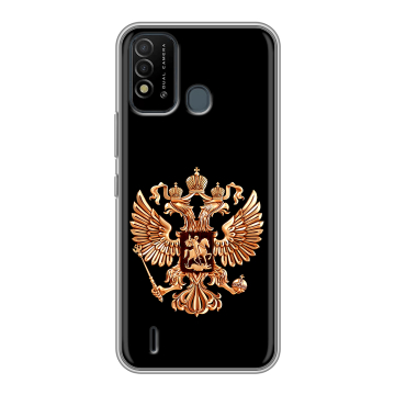 Силиконовый противоударный чехол на Itel Vision 2s с принтом Герб России золотой Силиконовый противоударный чехол на Itel Vision 2s с принтом Герб России золотой