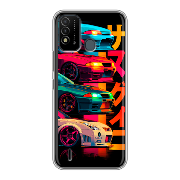 Силиконовый противоударный чехол на Itel Vision 2s с принтом Гоночные машины Силиконовый противоударный чехол на Itel Vision 2s с принтом Гоночные машины