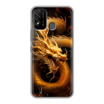 Силиконовый противоударный чехол на Itel Vision 2s с принтом Золотой дракон Силиконовый противоударный чехол на Itel Vision 2s с принтом Золотой дракон