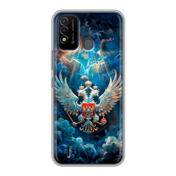 Силиконовый противоударный чехол на Itel Vision 2s с принтом Герб флаг России Силиконовый противоударный чехол на Itel Vision 2s с принтом Герб флаг России