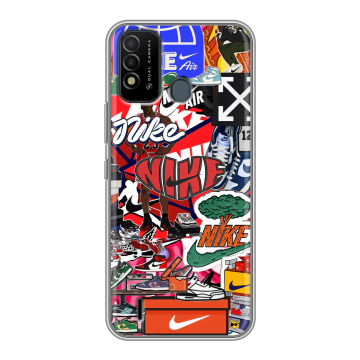 Силиконовый противоударный чехол на Itel Vision 2s с принтом Найк Nike яркий Силиконовый противоударный чехол на Itel Vision 2s с принтом Найк Nike яркий