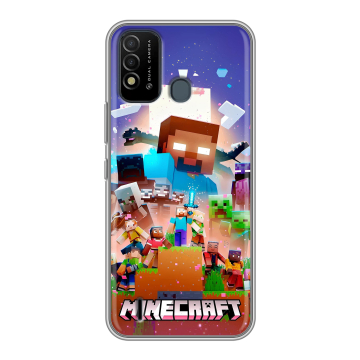 Силиконовый противоударный чехол на Itel Vision 2s с принтом Майнкрафт Minecraft Силиконовый противоударный чехол на Itel Vision 2s с принтом Майнкрафт Minecraft