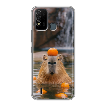 Силиконовый противоударный чехол на Itel Vision 2s с принтом Капибара с апельсином