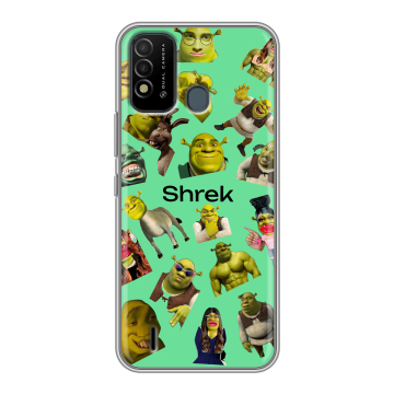 Силиконовый противоударный чехол на Itel Vision 2s с принтом Шрек Shrek Силиконовый противоударный чехол на Itel Vision 2s с принтом Шрек Shrek
