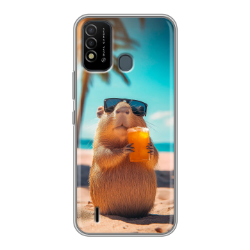 Силиконовый противоударный чехол на Itel Vision 2s с принтом Капибара