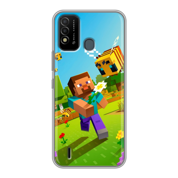 Силиконовый противоударный чехол на Itel Vision 2s с принтом Майнкрафт Minecraft