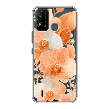 Силиконовый противоударный чехол на Itel Vision 2s с принтом Бежевые цветы Силиконовый противоударный чехол на Itel Vision 2s с принтом Бежевые цветы