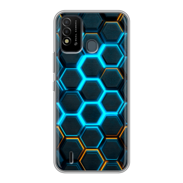 Силиконовый противоударный чехол на Itel Vision 2s с принтом Неоновые соты Силиконовый противоударный чехол на Itel Vision 2s с принтом Неоновые соты