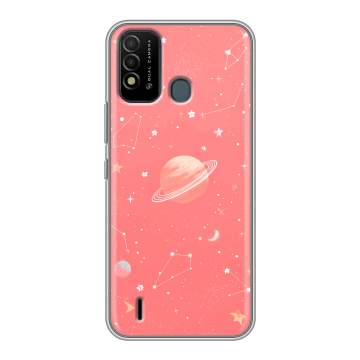 Силиконовый противоударный чехол на Itel Vision 2s с принтом Розовый космос Силиконовый противоударный чехол на Itel Vision 2s с принтом Розовый космос