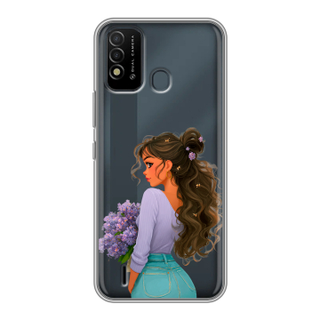 Силиконовый противоударный чехол на Itel Vision 2s с принтом девушка цветы Силиконовый противоударный чехол на Itel Vision 2s с принтом девушка цветы