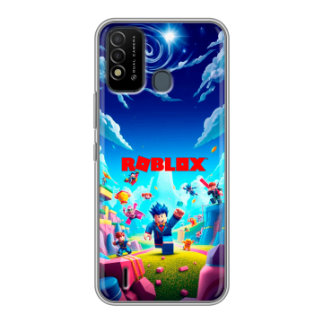 Силиконовый противоударный чехол на Itel Vision 2s с принтом Roblox Роблокс