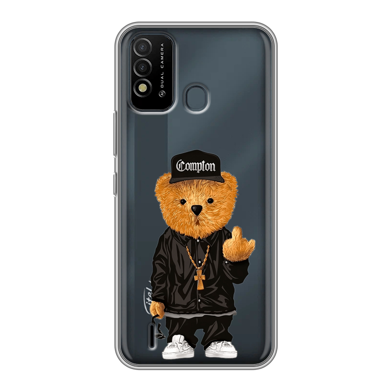 Силиконовый противоударный чехол на Itel Vision 2s с принтом Мишка Силиконовый противоударный чехол на Itel Vision 2s с принтом Мишка