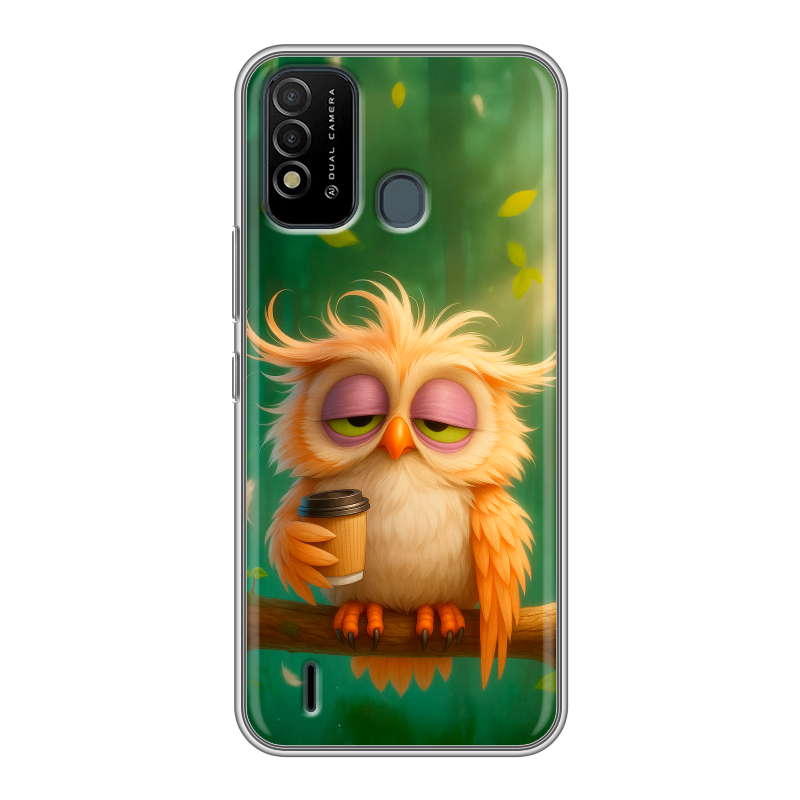 Силиконовый противоударный чехол на Itel Vision 2s с принтом сова Силиконовый противоударный чехол на Itel Vision 2s с принтом сова