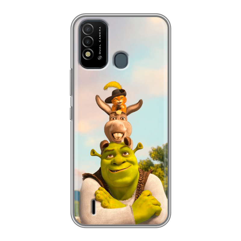 Силиконовый противоударный чехол на Itel Vision 2s с принтом Шрек Shrek Силиконовый противоударный чехол на Itel Vision 2s с принтом Шрек Shrek
