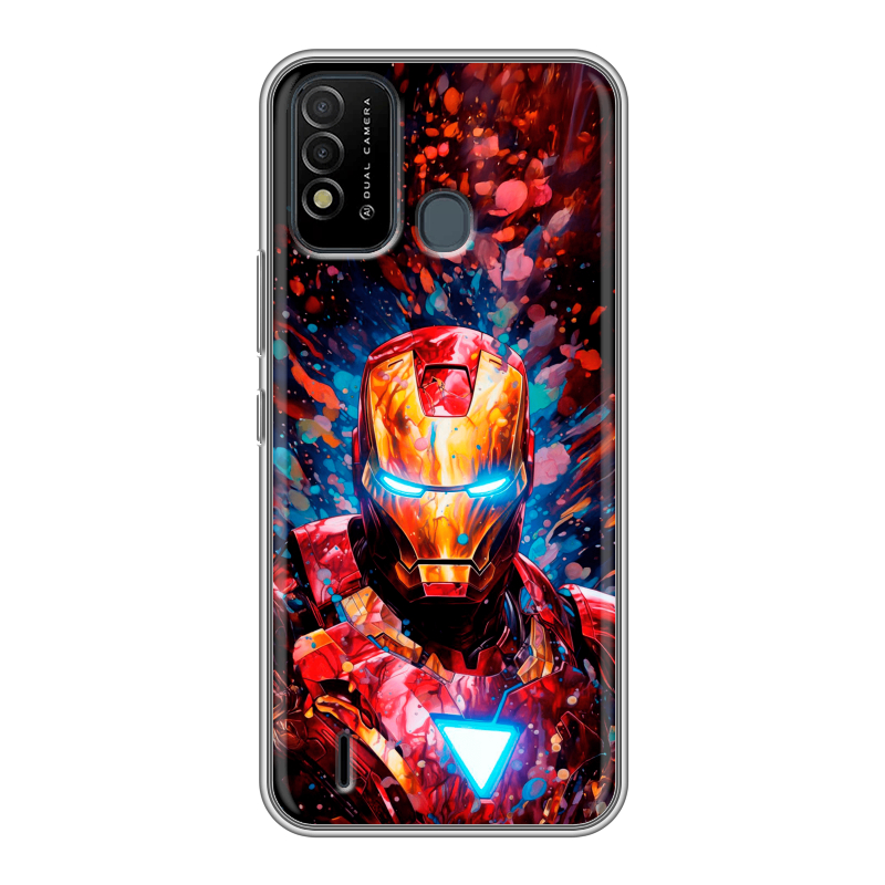 Силиконовый противоударный чехол на Itel Vision 2s с принтом Железный человек Ironman Силиконовый противоударный чехол на Itel Vision 2s с принтом Железный человек Ironman