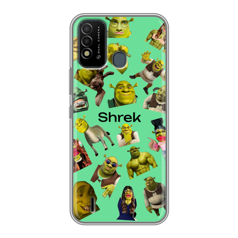 Силиконовый противоударный чехол на Itel Vision 2s с принтом Шрек Shrek Силиконовый противоударный чехол на Itel Vision 2s с принтом Шрек Shrek