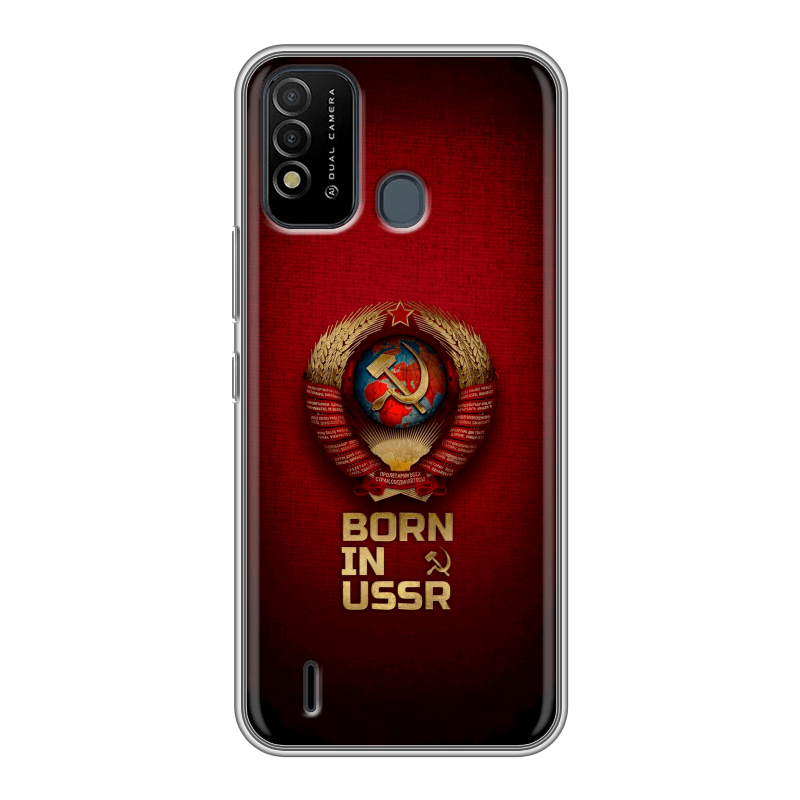 Силиконовый противоударный чехол на Itel Vision 2s с принтом Флаг Герб СССР Силиконовый противоударный чехол на Itel Vision 2s с принтом Флаг Герб СССР