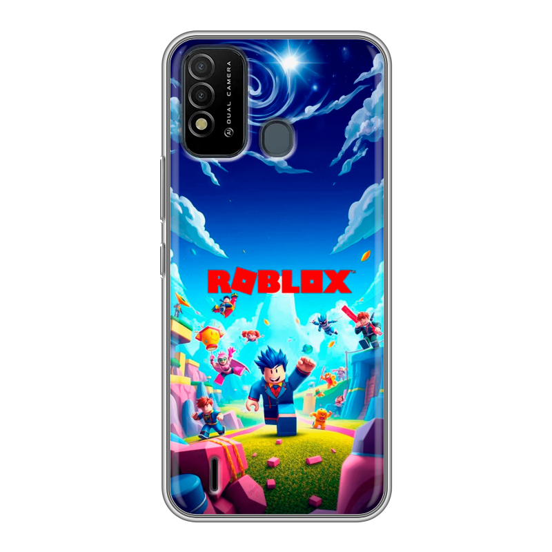 Силиконовый противоударный чехол на Itel Vision 2s с принтом Roblox Роблокс Силиконовый противоударный чехол на Itel Vision 2s с принтом Roblox Роблокс