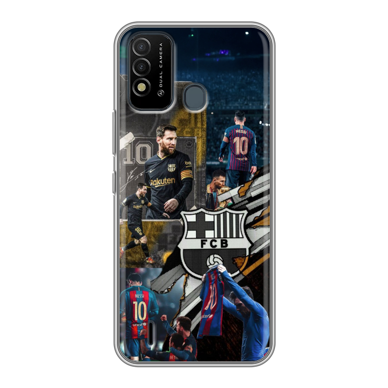 Силиконовый противоударный чехол на Itel Vision 2s с принтом Messi Barcelona Силиконовый противоударный чехол на Itel Vision 2s с принтом Messi Barcelona