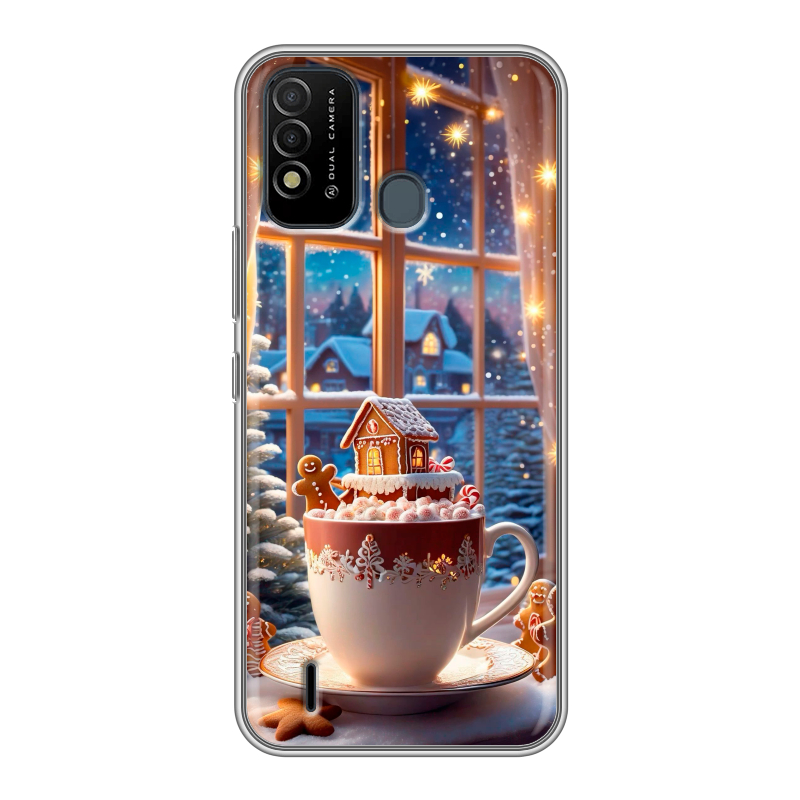 Силиконовый противоударный чехол на Itel Vision 2s с принтом Новый год Силиконовый противоударный чехол на Itel Vision 2s с принтом Новый год