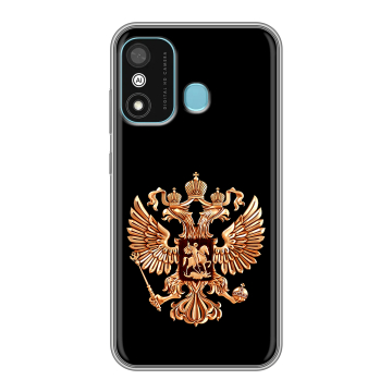 Силиконовый чехол на Itel A27 с принтом Герб России золотой