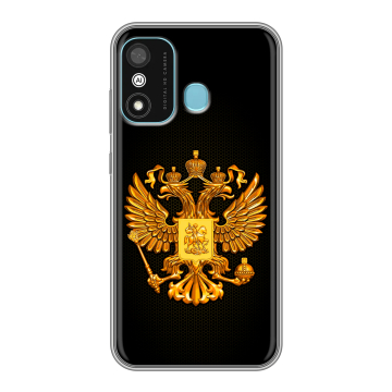 Силиконовый чехол на Itel A27 с принтом Герб России желтый Силиконовый чехол на Itel A27 с принтом Герб России желтый