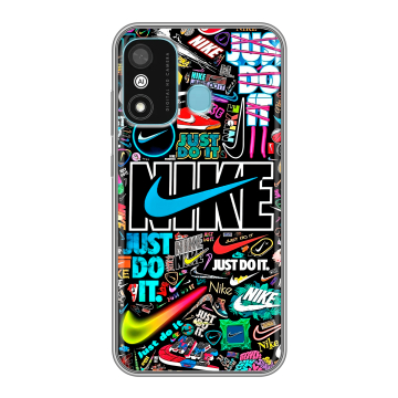 Силиконовый чехол на Itel A27 с принтом найк nike черный