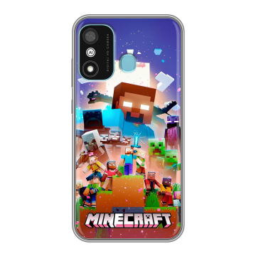 Силиконовый чехол на Itel A27 с принтом Майнкрафт Minecraft