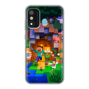 Силиконовый чехол на Itel A27 с принтом Майнкрафт Minecraft